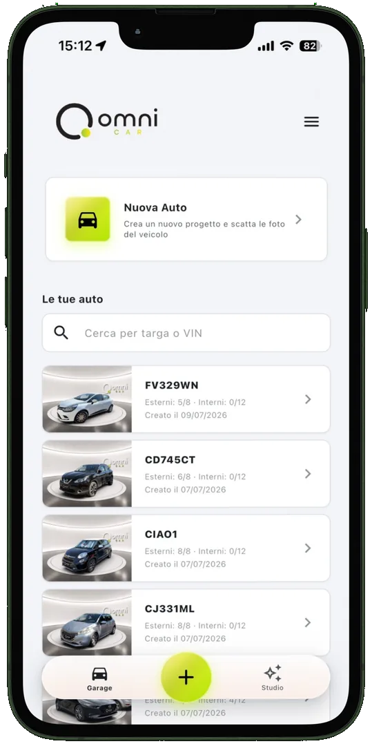 Lista veicoli nel Garage OmniCar